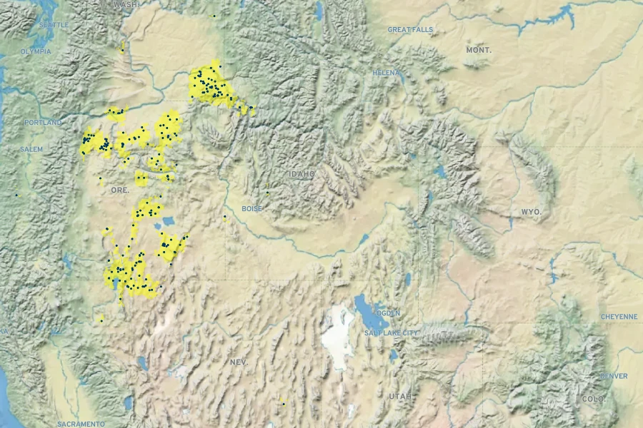 Balsamorhiza serrata Native Range
