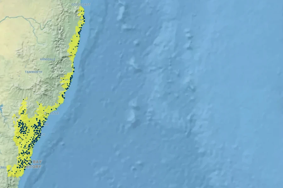 Banksia ericifolia Native Range
