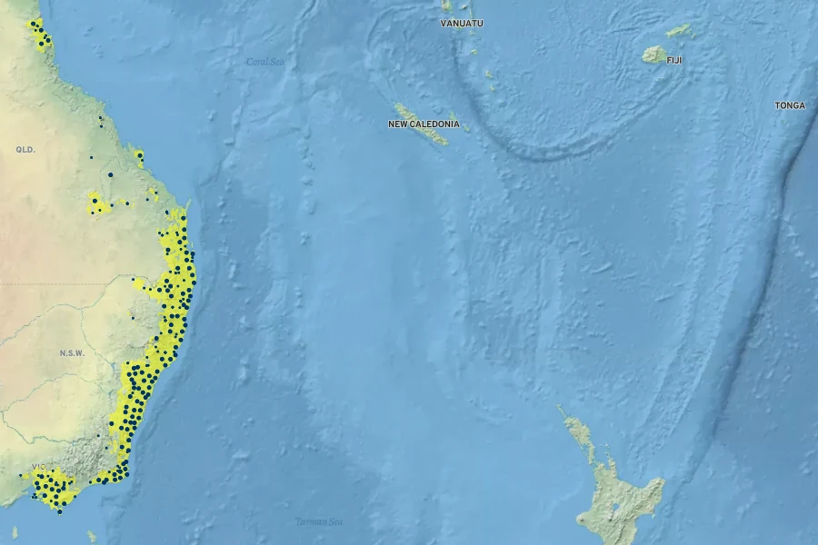 Banksia spinulosa Native Range