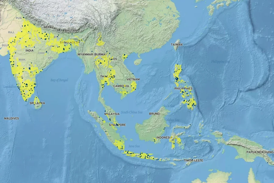 Basella alba Native Range