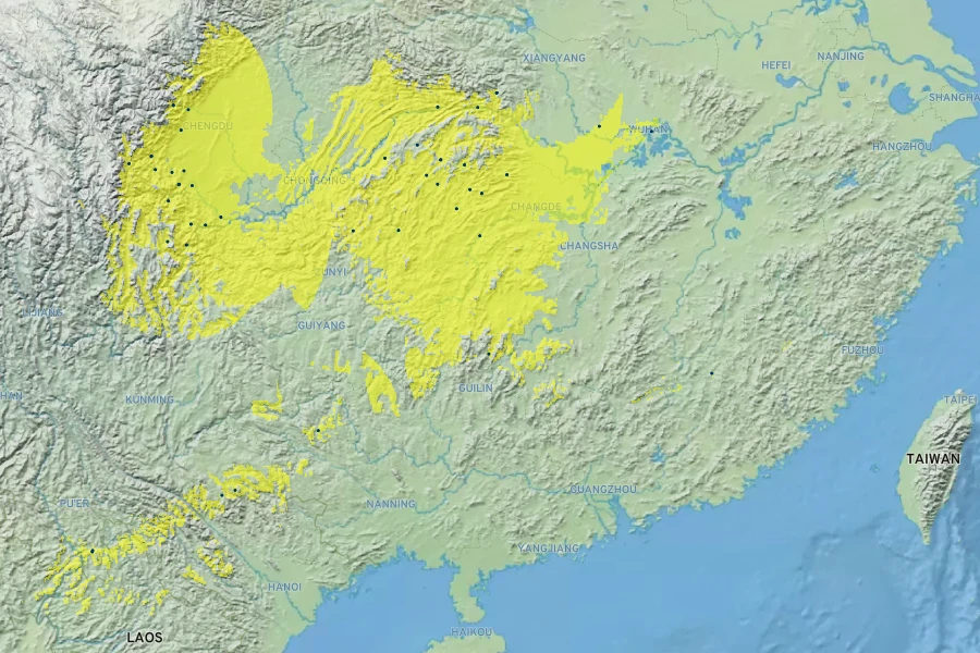 Begonia pedatifida Native Range