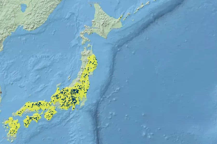 Betula grossa Native Range