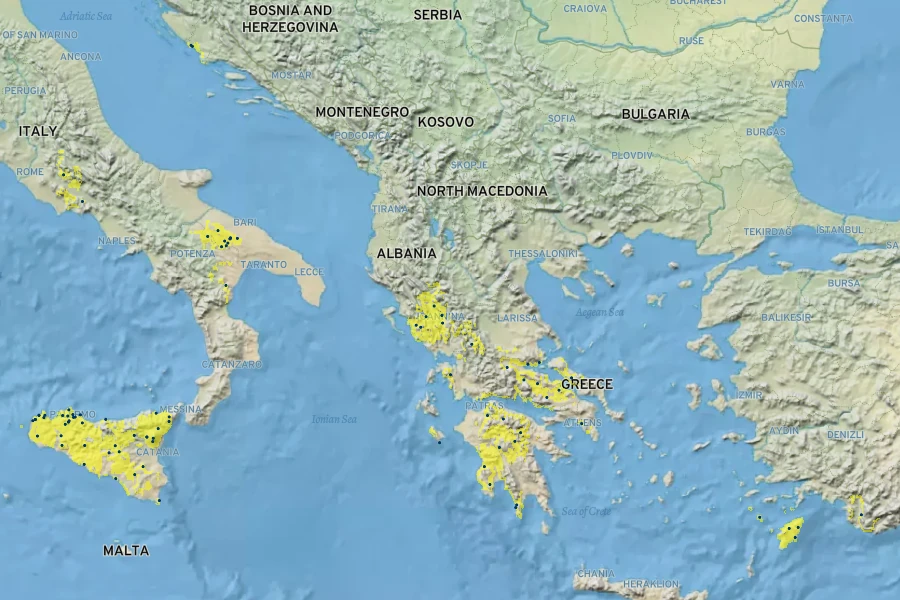 Biarum tenuifolium Native Range