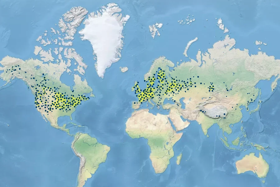 Bidens cernua Native Range
