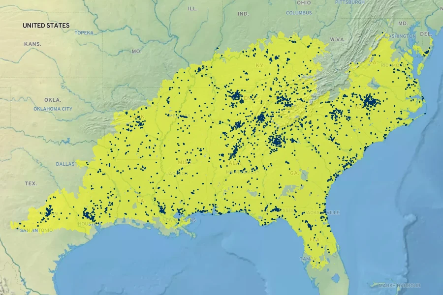 Bignonia capreolata Native Range