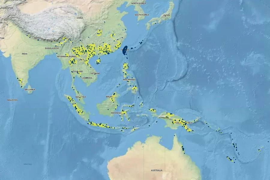 Bischofia javanica Native Range