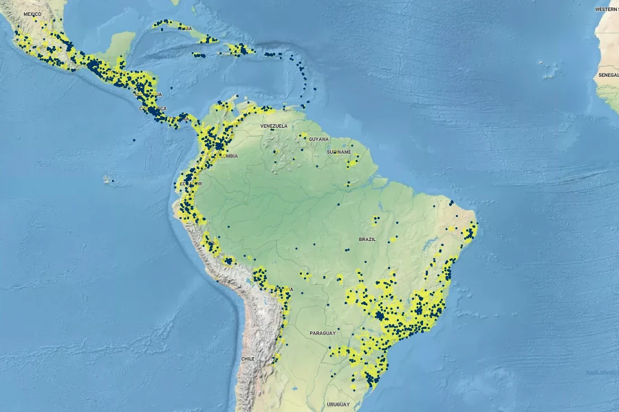 Blechnum occidentale Native Range