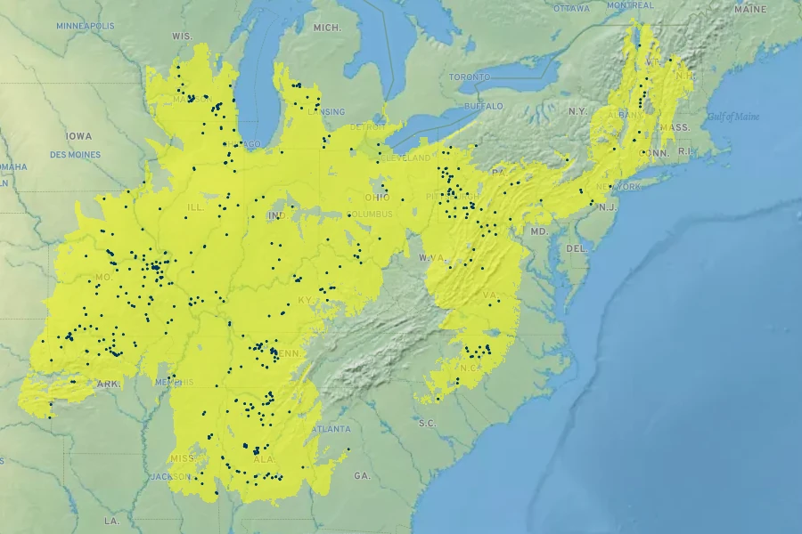 Blephilia ciliata Native Range