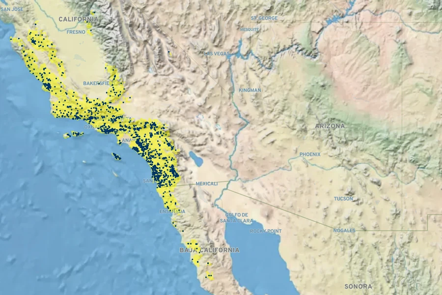 Bloomeria crocea Native Range