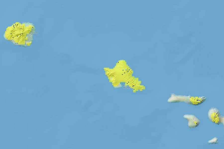 Bobea gaudichaudii Native Range