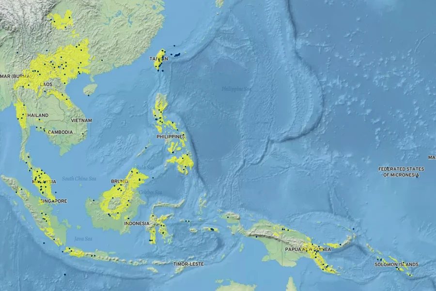Bolbitis heteroclita Native Range