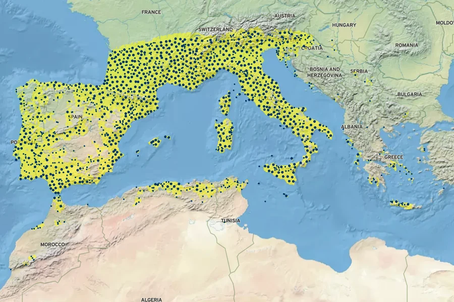 Borago officinalis Native Range