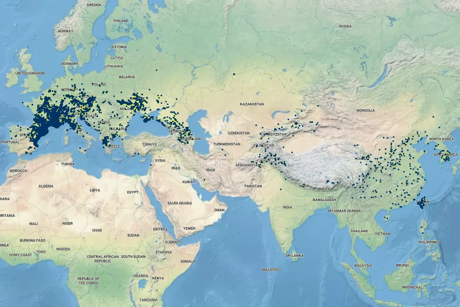Bothriochloa ischaemum Native Range