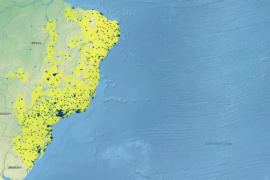 Bougainvillea spectabilis Native Range