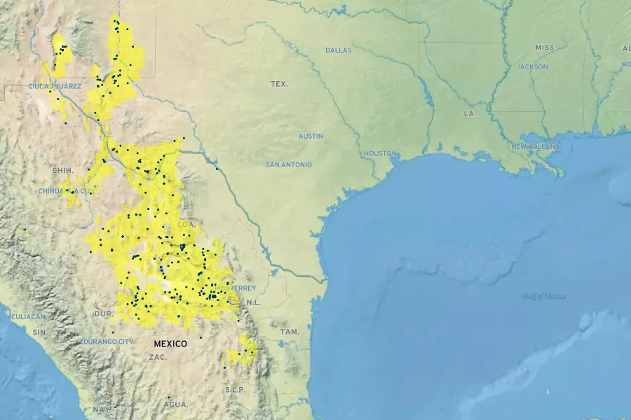 Bouteloua breviseta Native Range
