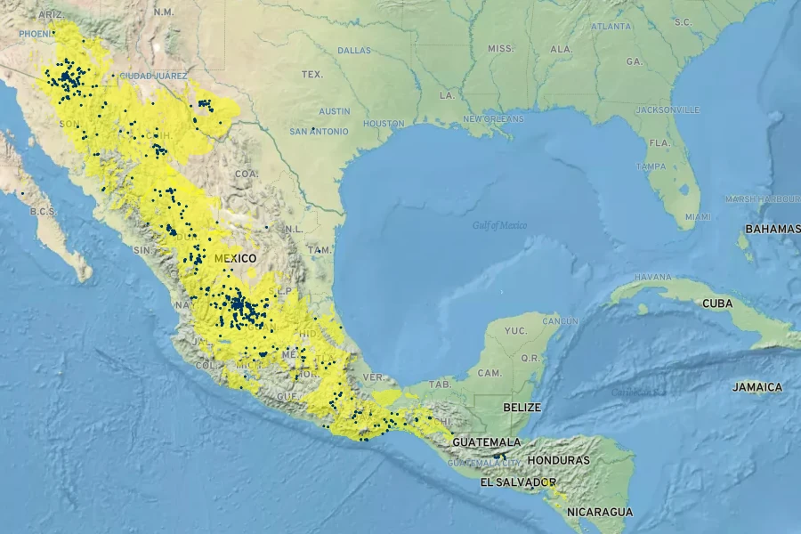 Bouteloua chondrosioides Native Range