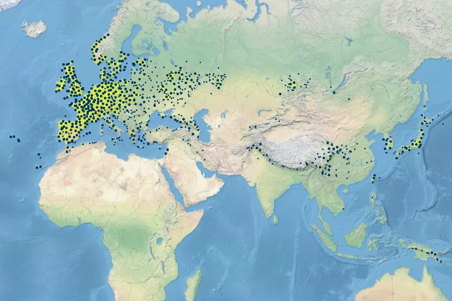 Brachypodium sylvaticum Native Range