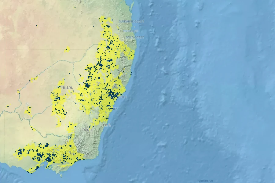 Brachyscome multifida Native Range