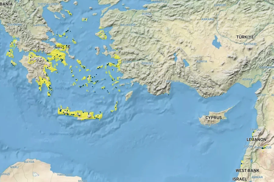 Brassica cretica Native Range