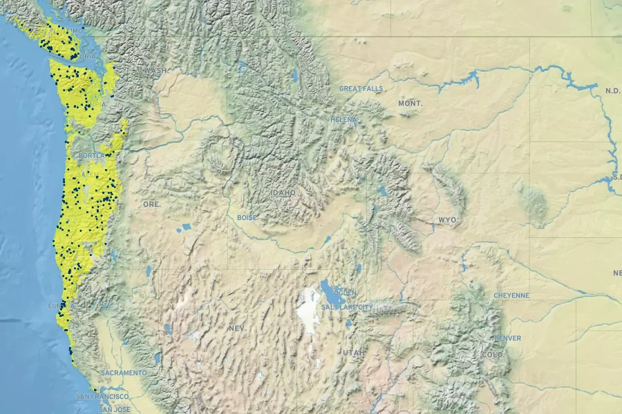 Brewerimitella ovalis Native Range