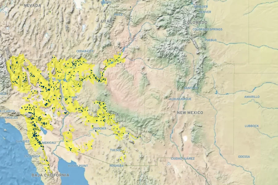 Brickellia atractyloides Native Range