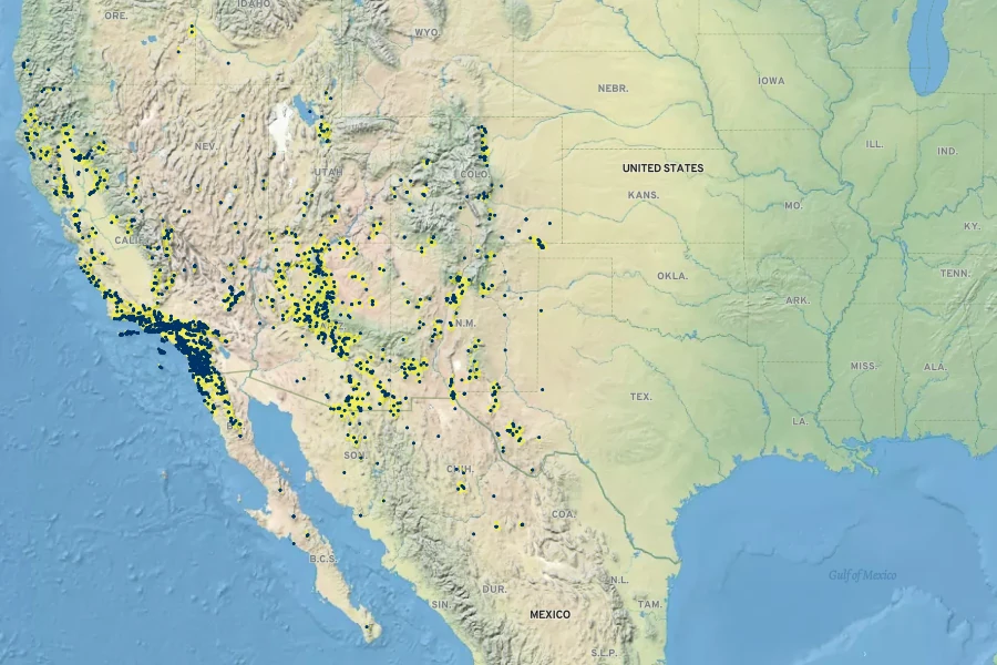 Brickellia californica Native Range