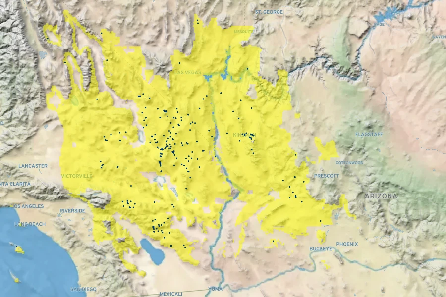 Brickellia incana Native Range