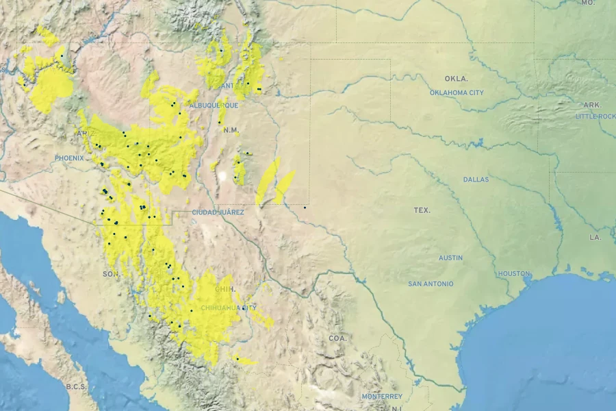 Brickellia rusbyi Native Range