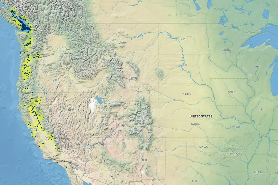 Brodiaea coronaria Native Range