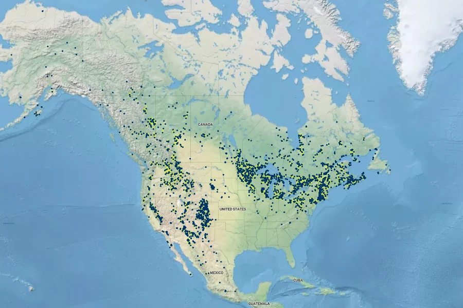 Bromus ciliatus Native Range