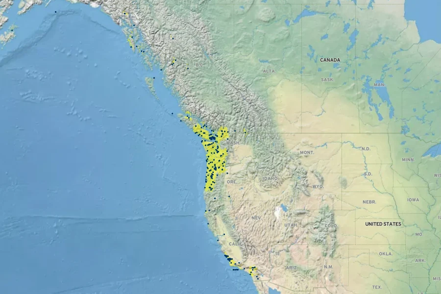 Bromus sitchensis Native Range