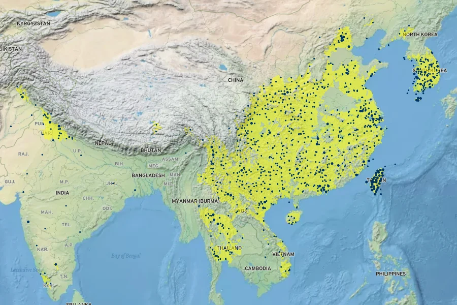 Broussonetia papyrifera Native Range