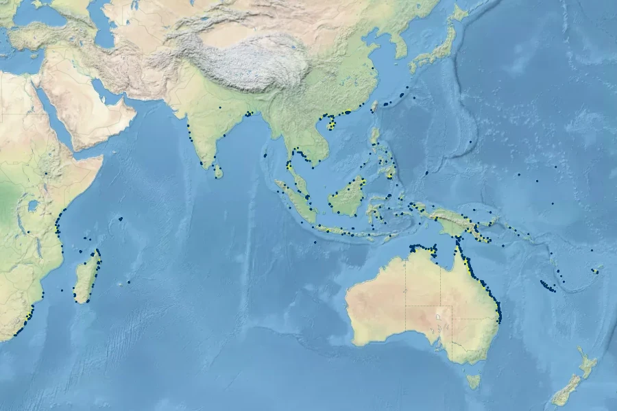 Bruguiera gymnorhiza Native Range
