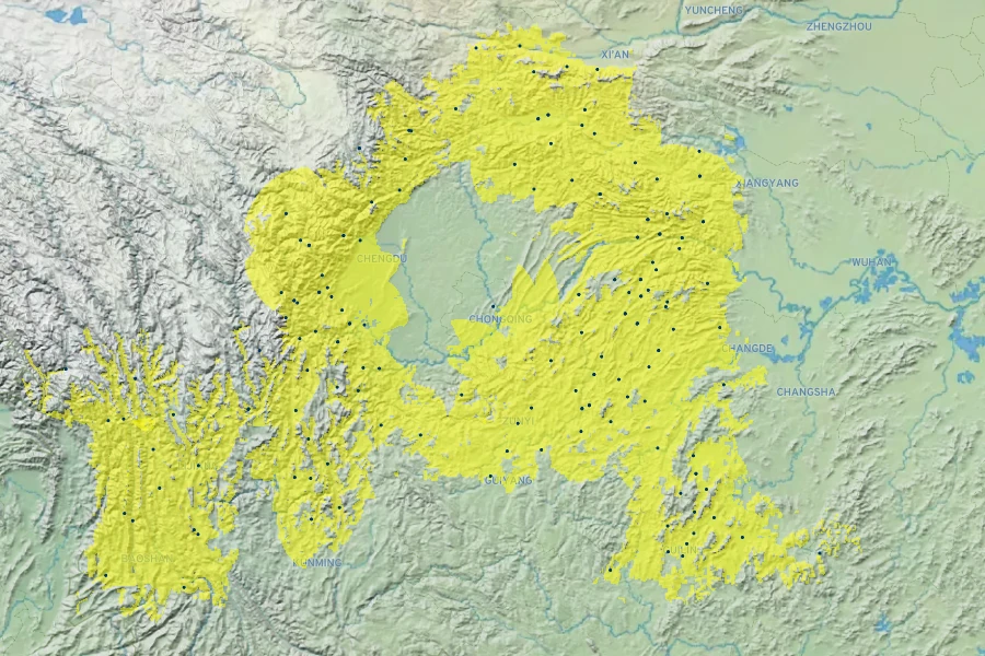 Buddleja davidii Native Range