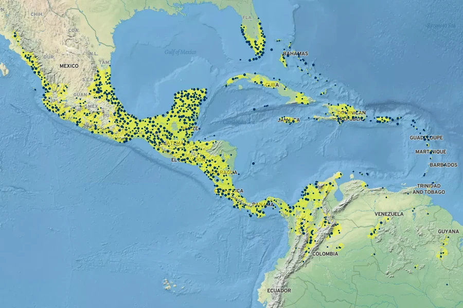 Bursera simaruba Native Range
