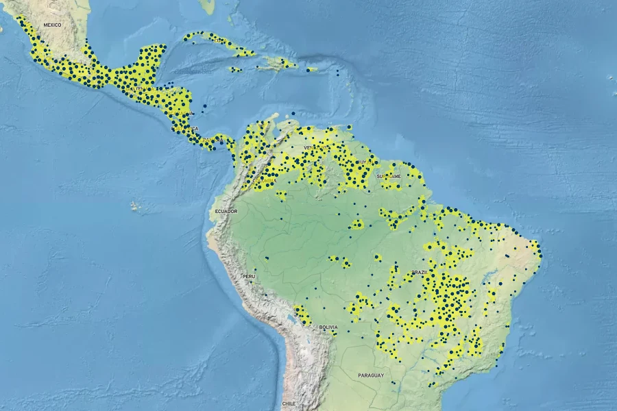 Byrsonima crassifolia Native Range