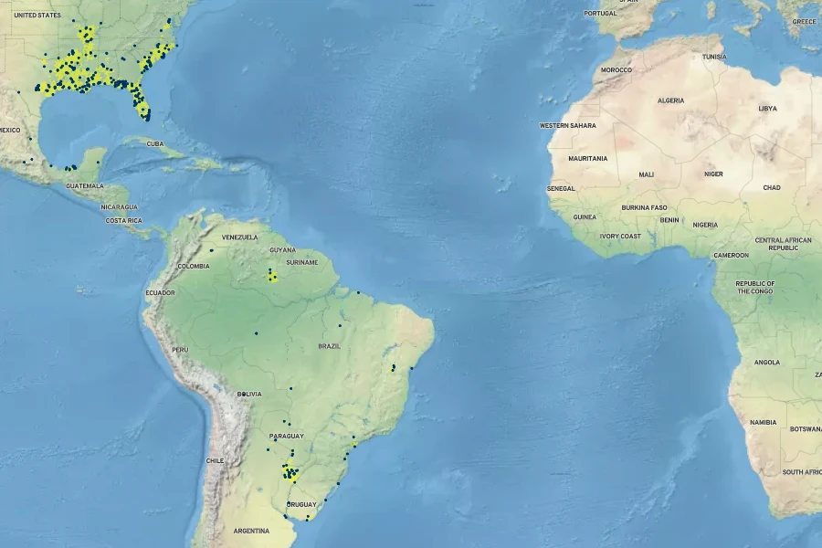 Cabomba caroliniana Native Range