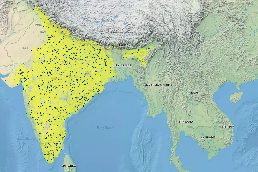 Cajanus cajan Native Range