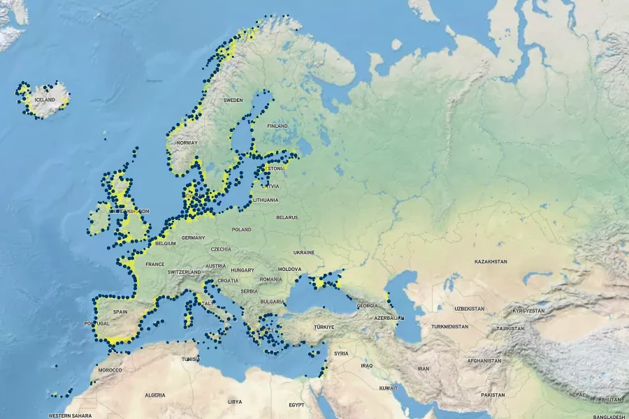 Cakile maritima Native Range
