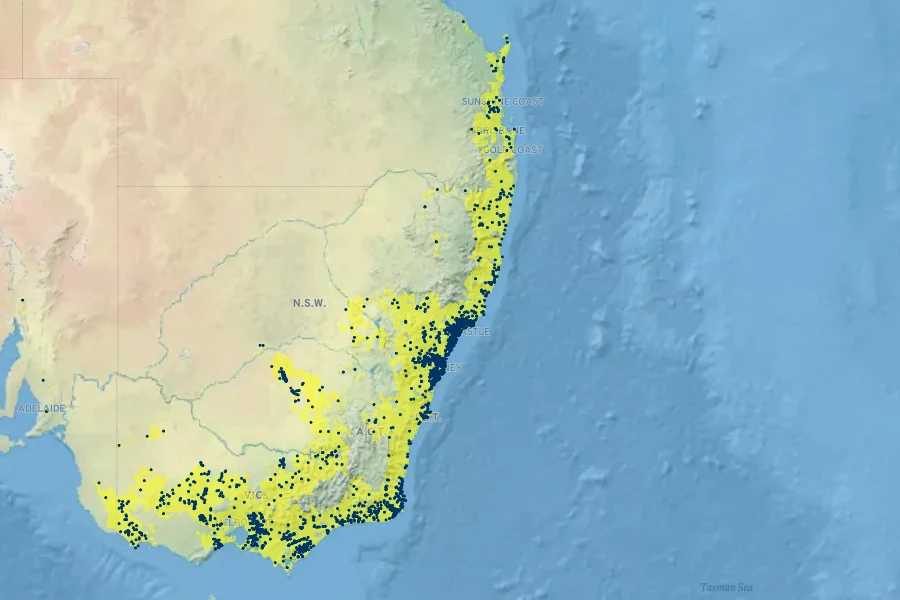 Caladenia catenata Native Range