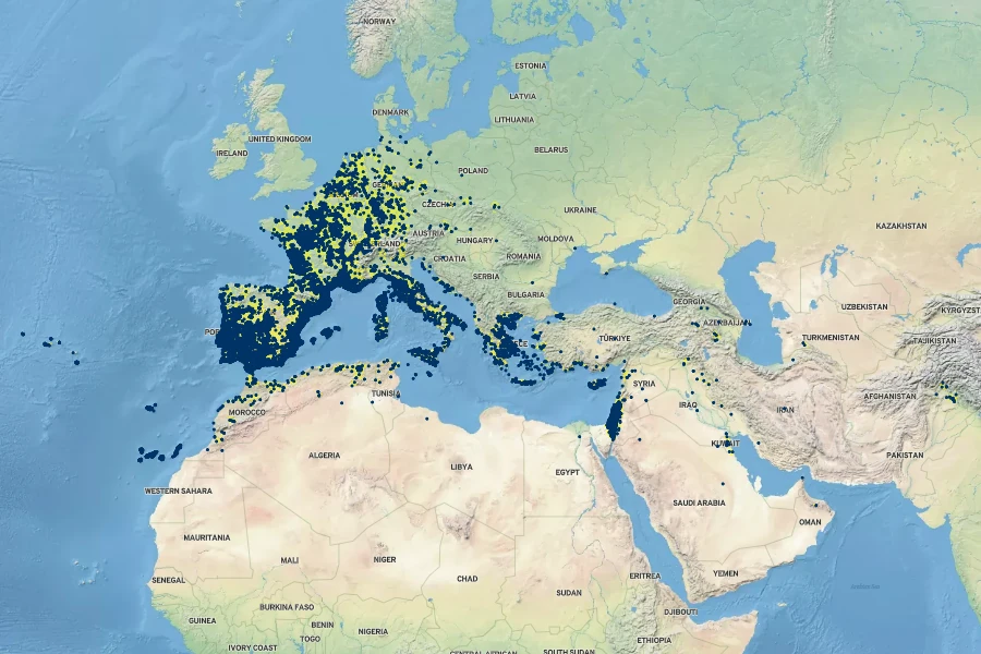 Calendula arvensis Native Range