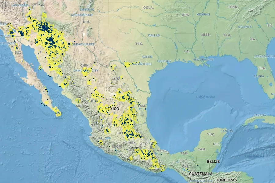 Calliandra eriophylla Native Range
