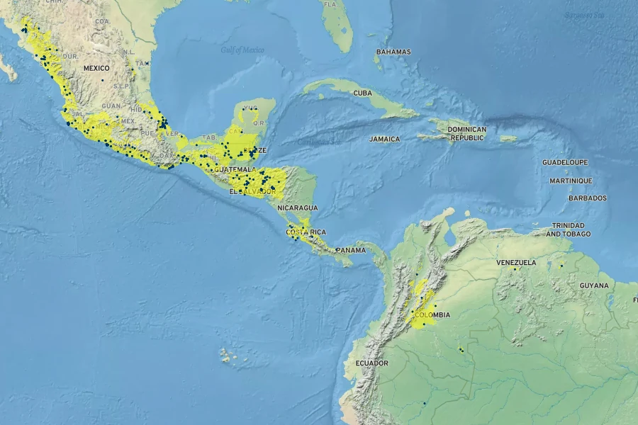 Calliandra tergemina var. emarginata Native Range