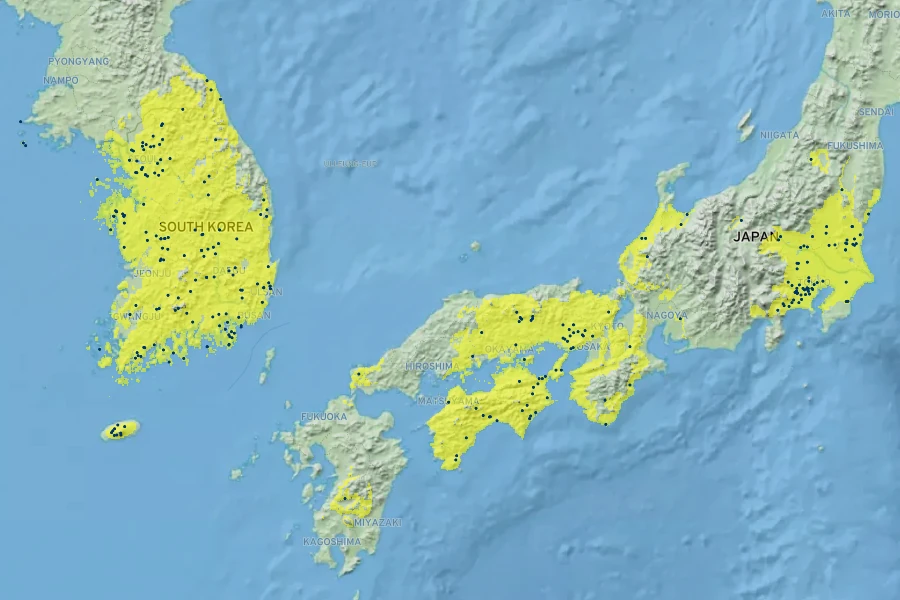 Callicarpa dichotoma Native Range