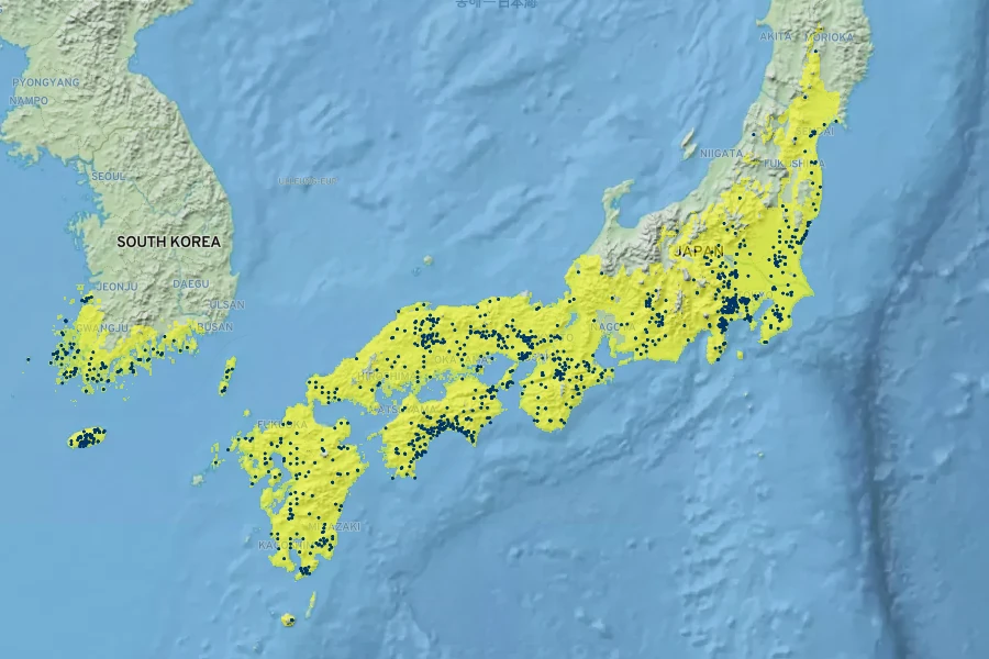 Callicarpa mollis Native Range