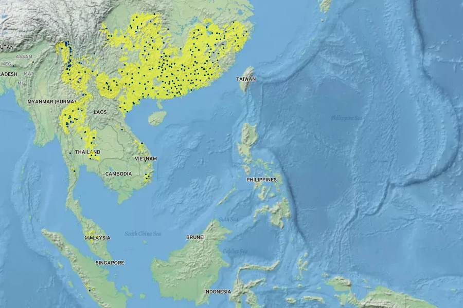 Callicarpa rubella Native Range
