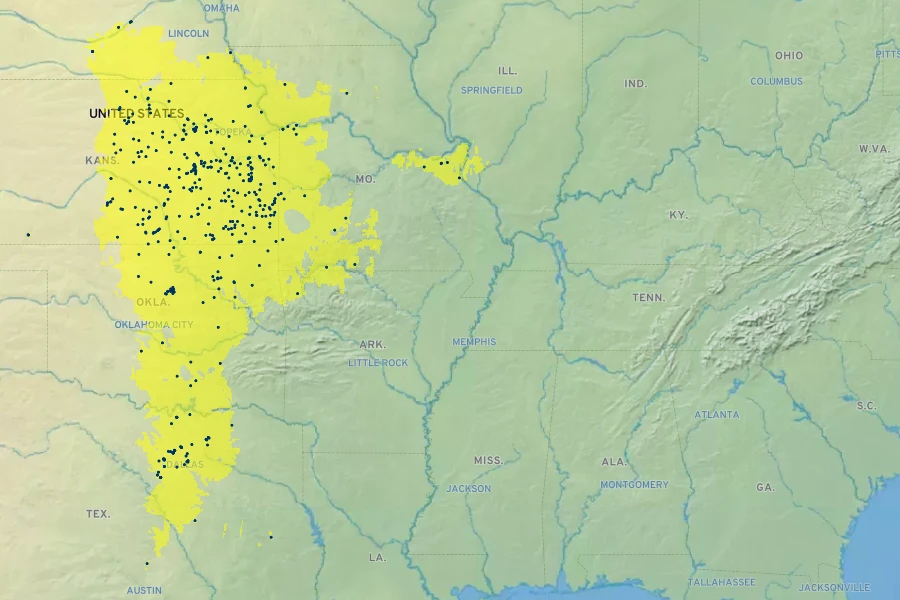 Callirhoe alcaeoides Native Range