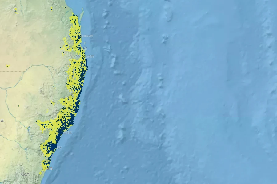 Callistemon salignus Native Range