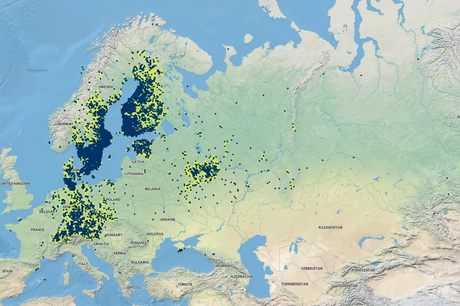 Callitriche cophocarpa Native Range