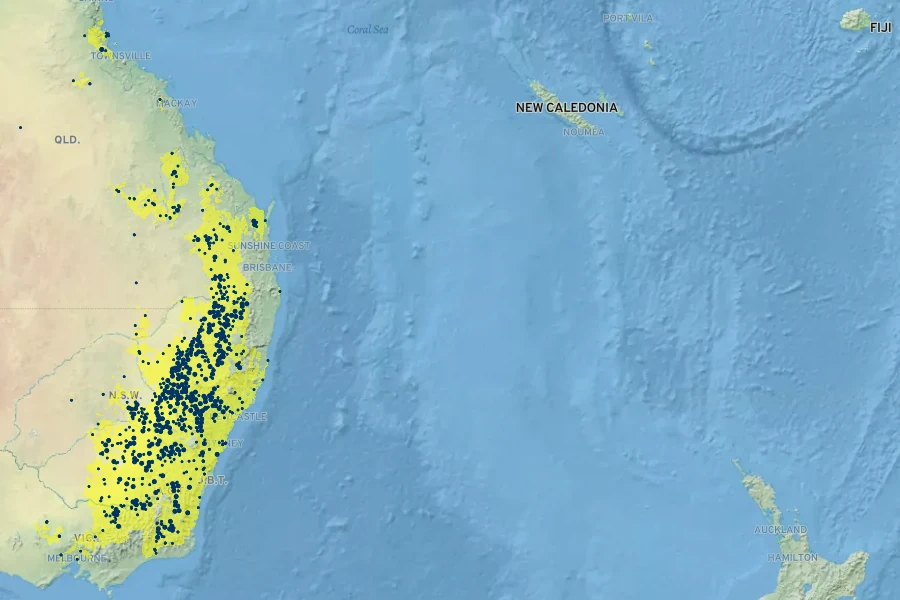 Callitris endlicheri Native Range